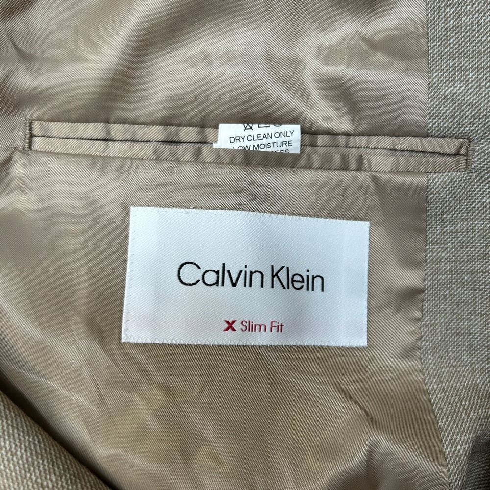 Calvin Klein Slim Fit Sport Coat Mens 44L 44 Tan Infinite Stretch $295 - Picture 7 of 13